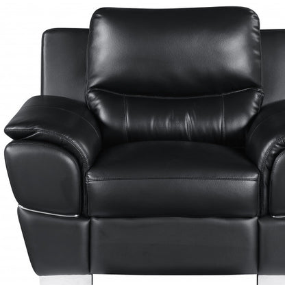48" Black And Silver Leather Match Club Chair HomeRoots