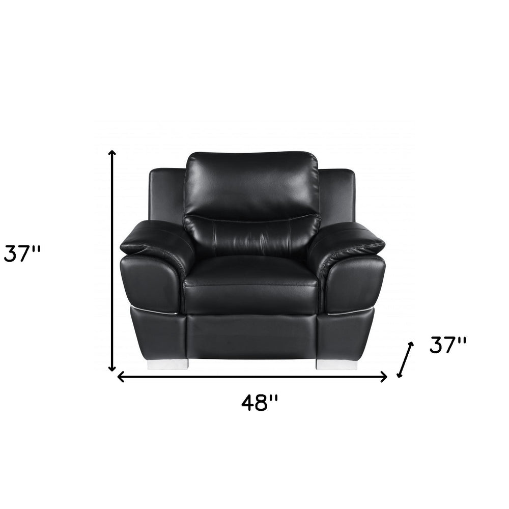 48" Black And Silver Leather Match Club Chair HomeRoots