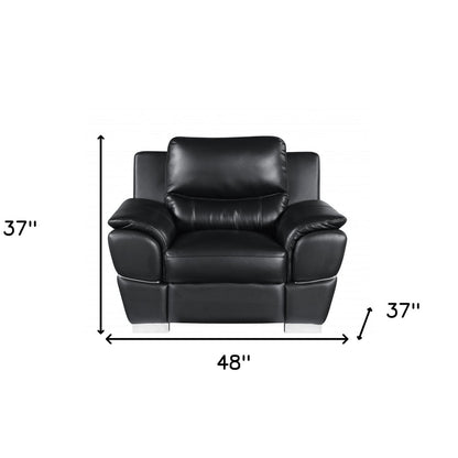 48" Black And Silver Leather Match Club Chair HomeRoots