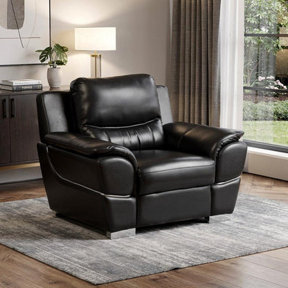 48" Black And Silver Leather Match Club Chair HomeRoots
