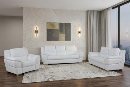Three Piece Indoor White Genuine Leather Six Person Seating Set HomeRoots