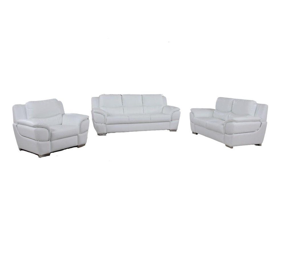 Three Piece Indoor White Genuine Leather Six Person Seating Set HomeRoots