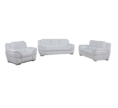 Three Piece Indoor White Genuine Leather Six Person Seating Set HomeRoots