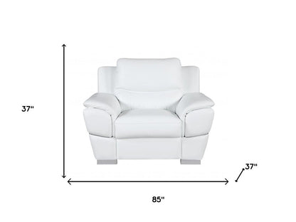 Three Piece Indoor White Genuine Leather Six Person Seating Set HomeRoots