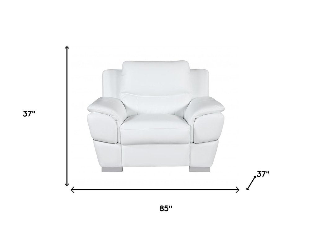 Three Piece Indoor White Genuine Leather Six Person Seating Set HomeRoots
