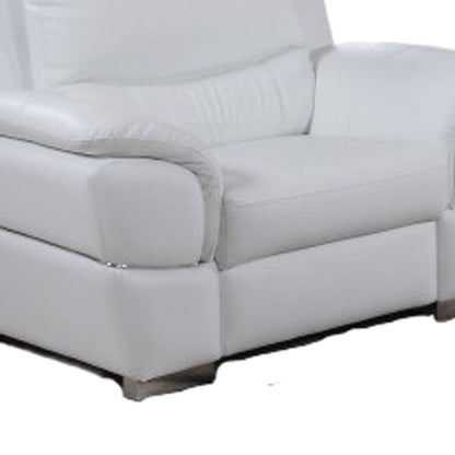 Three Piece Indoor White Genuine Leather Six Person Seating Set HomeRoots