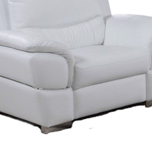 Three Piece Indoor White Genuine Leather Six Person Seating Set HomeRoots
