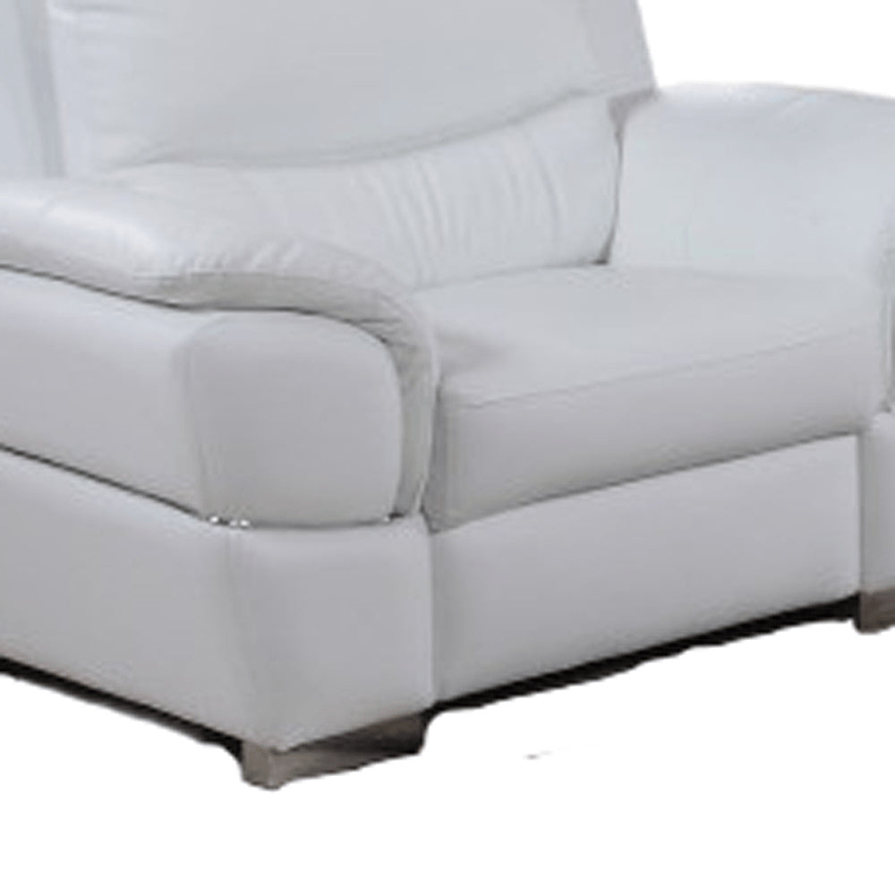Three Piece Indoor White Genuine Leather Six Person Seating Set HomeRoots