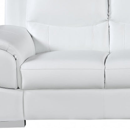 85" White Genuine Leather Sofa HomeRoots