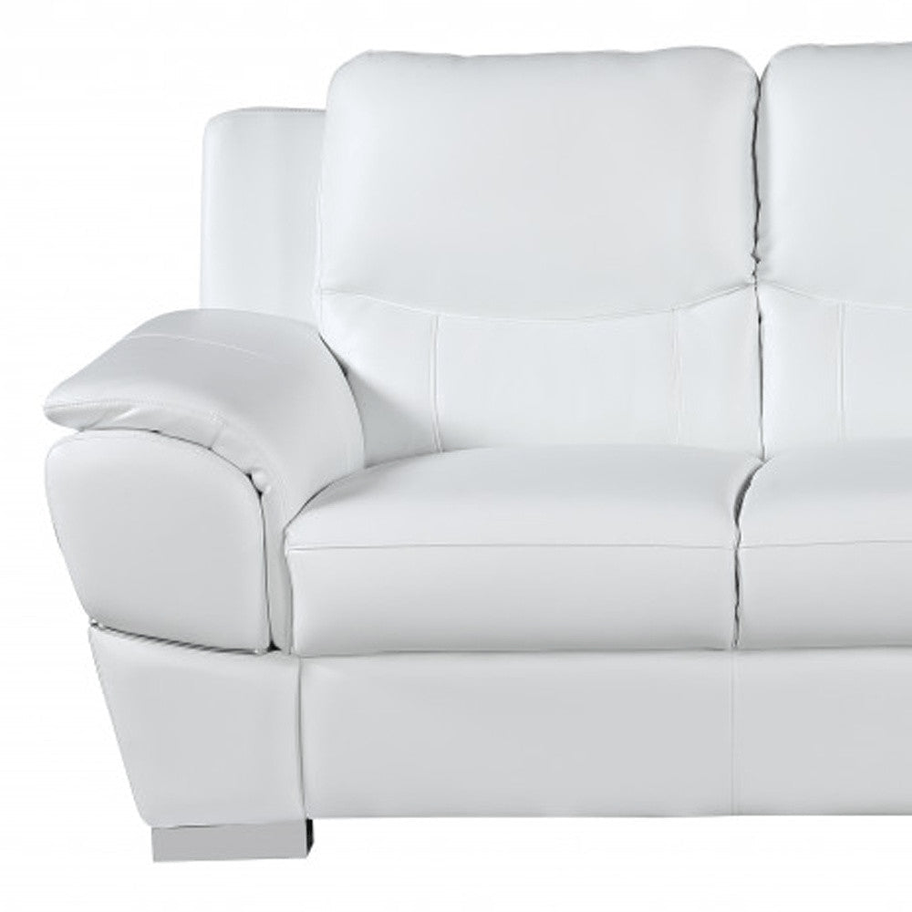85" White Genuine Leather Sofa HomeRoots