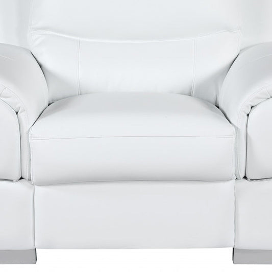48" White And Silver Leather Match Club Chair HomeRoots