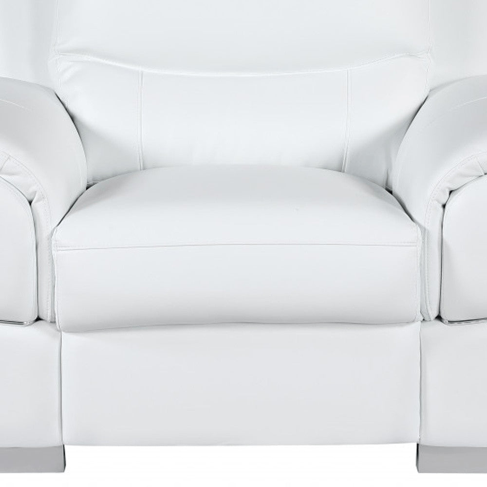 48" White And Silver Leather Match Club Chair HomeRoots