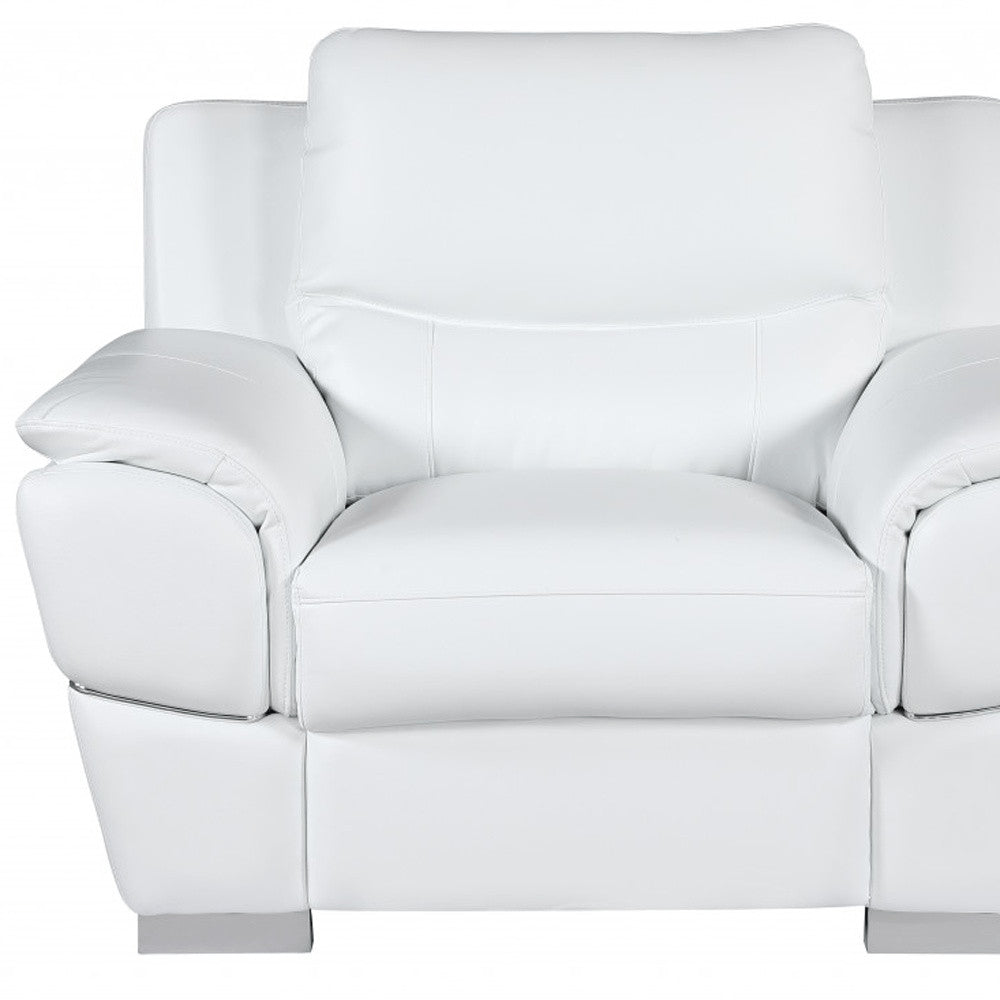 48" White And Silver Leather Match Club Chair HomeRoots