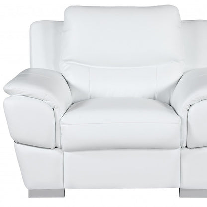 48" White And Silver Leather Match Club Chair HomeRoots