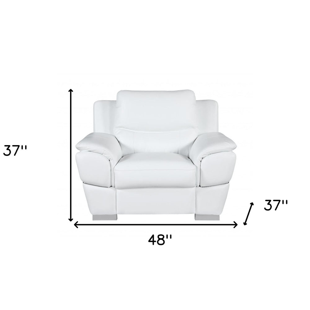 48" White And Silver Leather Match Club Chair HomeRoots