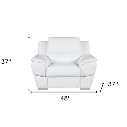48" White And Silver Leather Match Club Chair HomeRoots