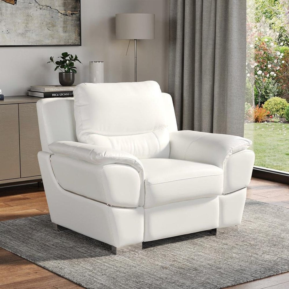 48" White And Silver Leather Match Club Chair HomeRoots