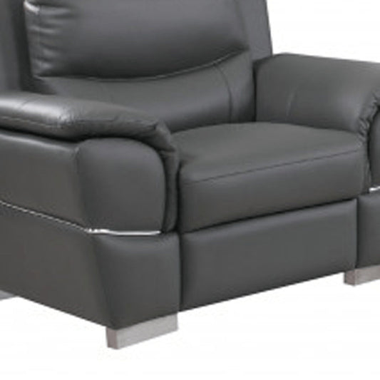 Three Piece Indoor Gray Genuine Leather Six Person Seating Set HomeRoots
