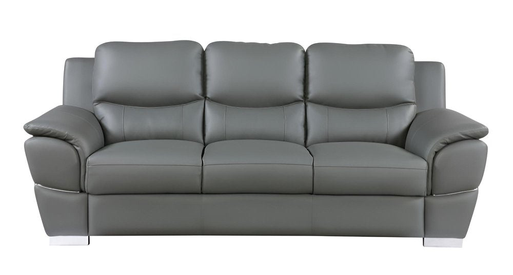 85" Gray Genuine Leather Sofa HomeRoots