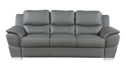 85" Gray Genuine Leather Sofa HomeRoots