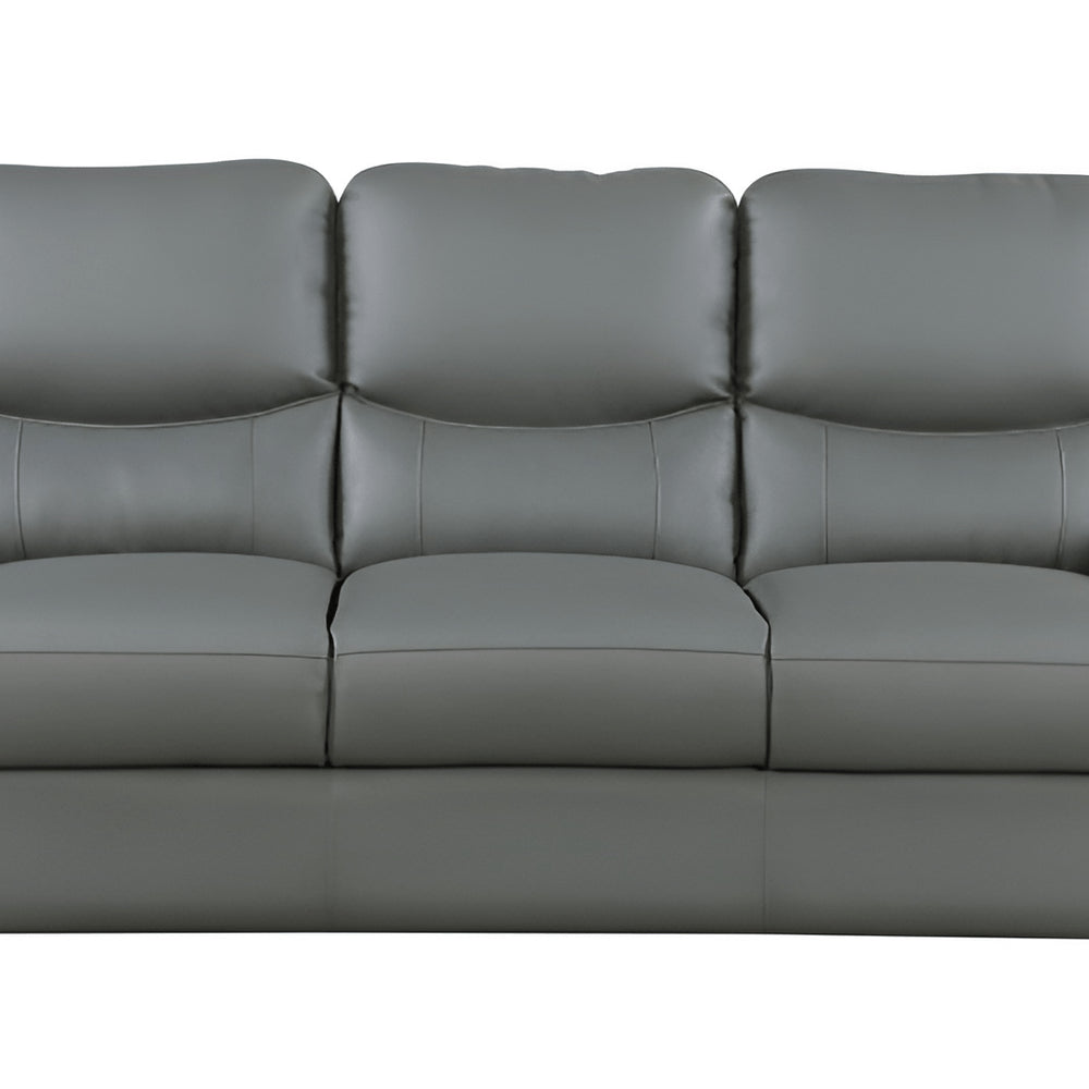 85" Gray Leather Sofa With Silver Legs HomeRoots