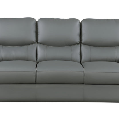 85" Gray Leather Sofa With Silver Legs HomeRoots