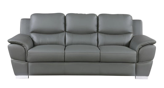 85" Gray Genuine Leather Sofa HomeRoots
