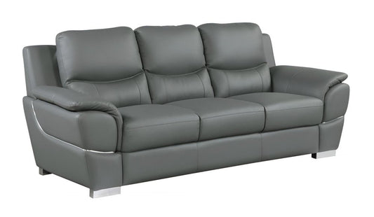 85" Gray Genuine Leather Sofa HomeRoots