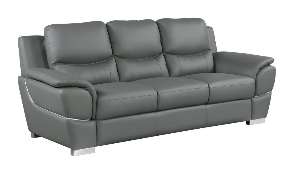 85" Gray Genuine Leather Sofa HomeRoots