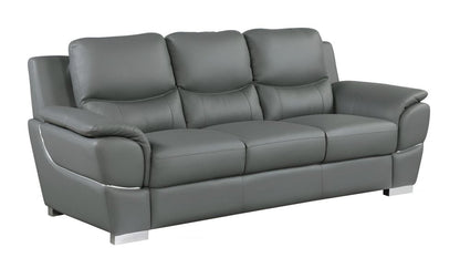 85" Gray Genuine Leather Sofa HomeRoots