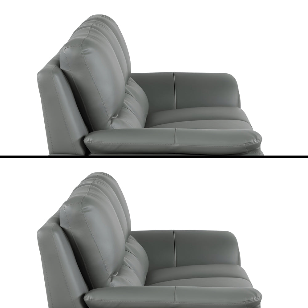 85" Gray Leather Sofa With Silver Legs HomeRoots
