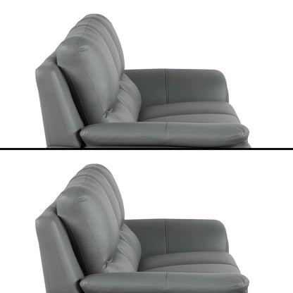 85" Gray Leather Sofa With Silver Legs HomeRoots