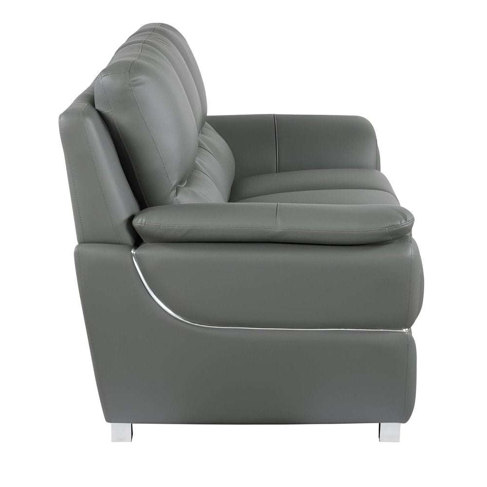 85" Gray Genuine Leather Sofa HomeRoots