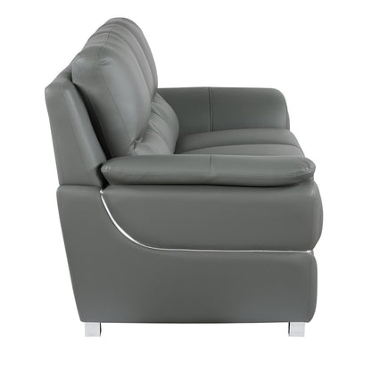 85" Gray Genuine Leather Sofa HomeRoots