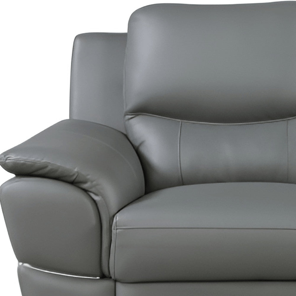85" Gray Genuine Leather Sofa HomeRoots