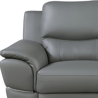 85" Gray Genuine Leather Sofa HomeRoots