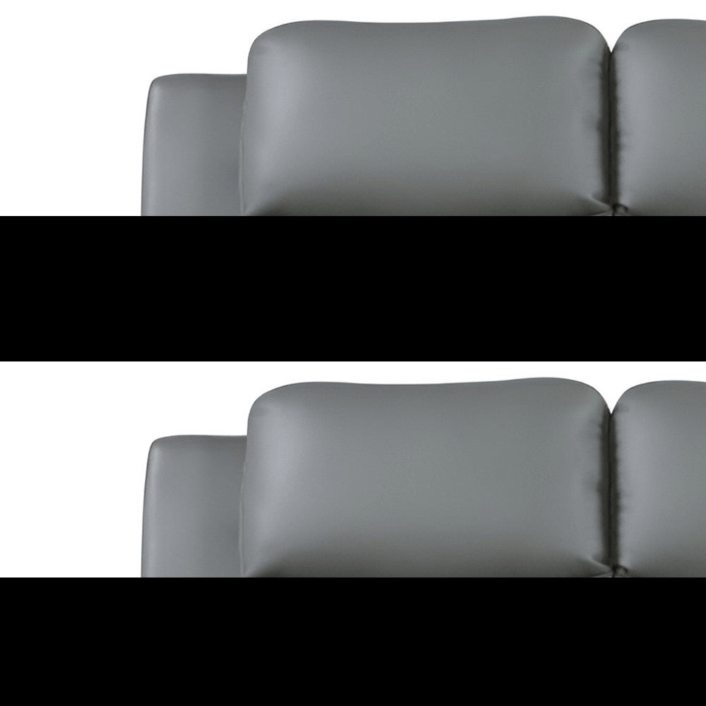85" Gray Leather Sofa With Silver Legs HomeRoots