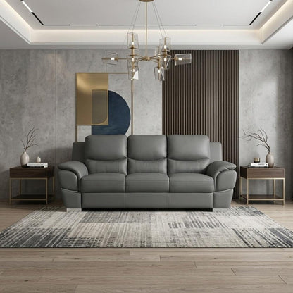 85" Gray Genuine Leather Sofa HomeRoots