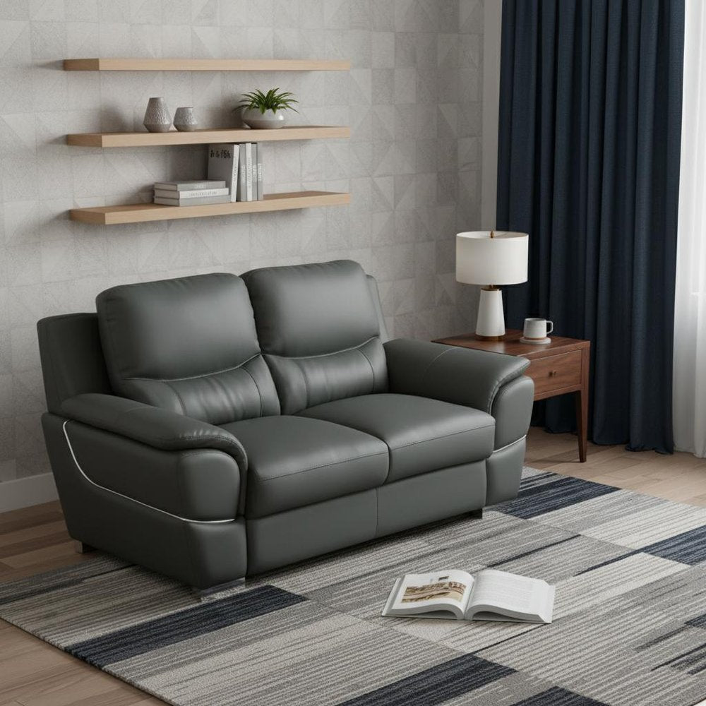 69" Gray And Silver Faux Leather Love Seat HomeRoots