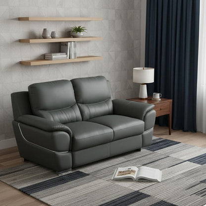 69" Gray And Silver Faux Leather Love Seat HomeRoots