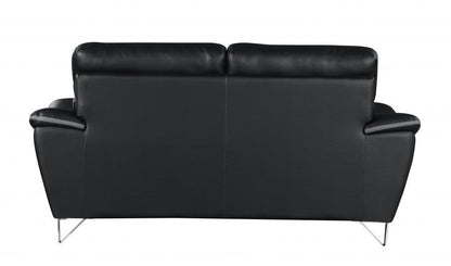 Leather Match Solid Color Pillow Top Arms Silver Legs - FurniFindUSA