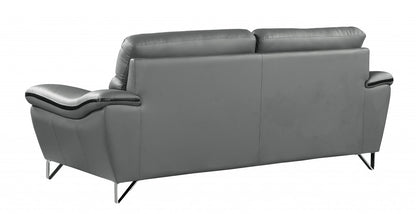 69" Gray And Silver Faux Leather Love Seat