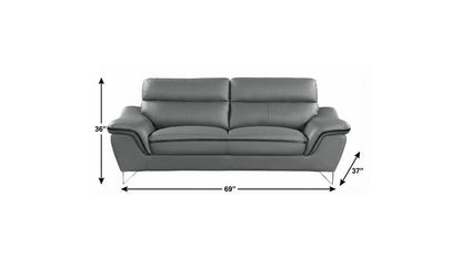 69" Gray And Silver Faux Leather Love Seat HomeRoots