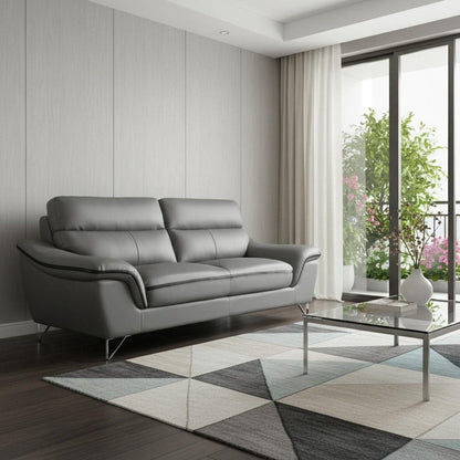 69" Gray And Silver Faux Leather Love Seat HomeRoots