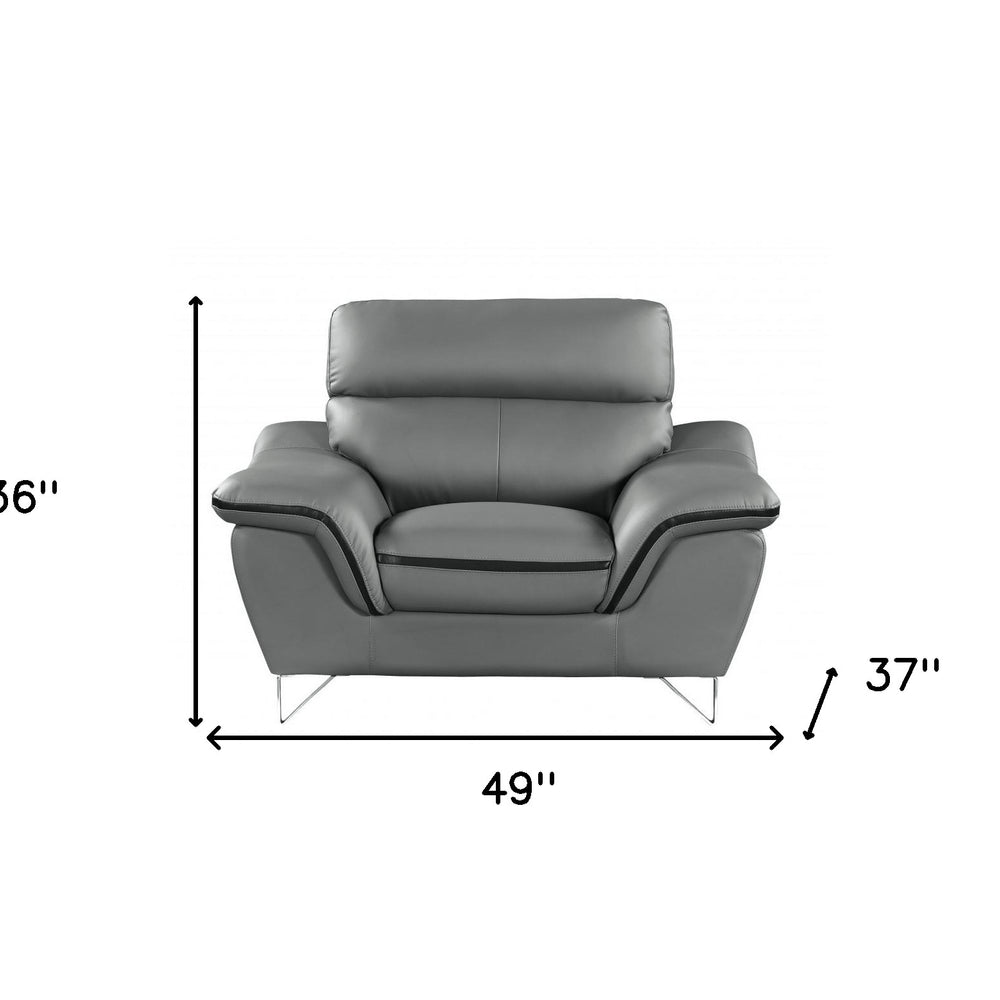 49" Gray And Silver Leather Match Convertible Chair HomeRoots