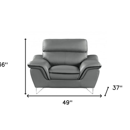 49" Gray And Silver Leather Match Convertible Chair HomeRoots