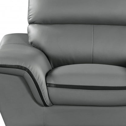 49" Gray And Silver Leather Match Convertible Chair HomeRoots