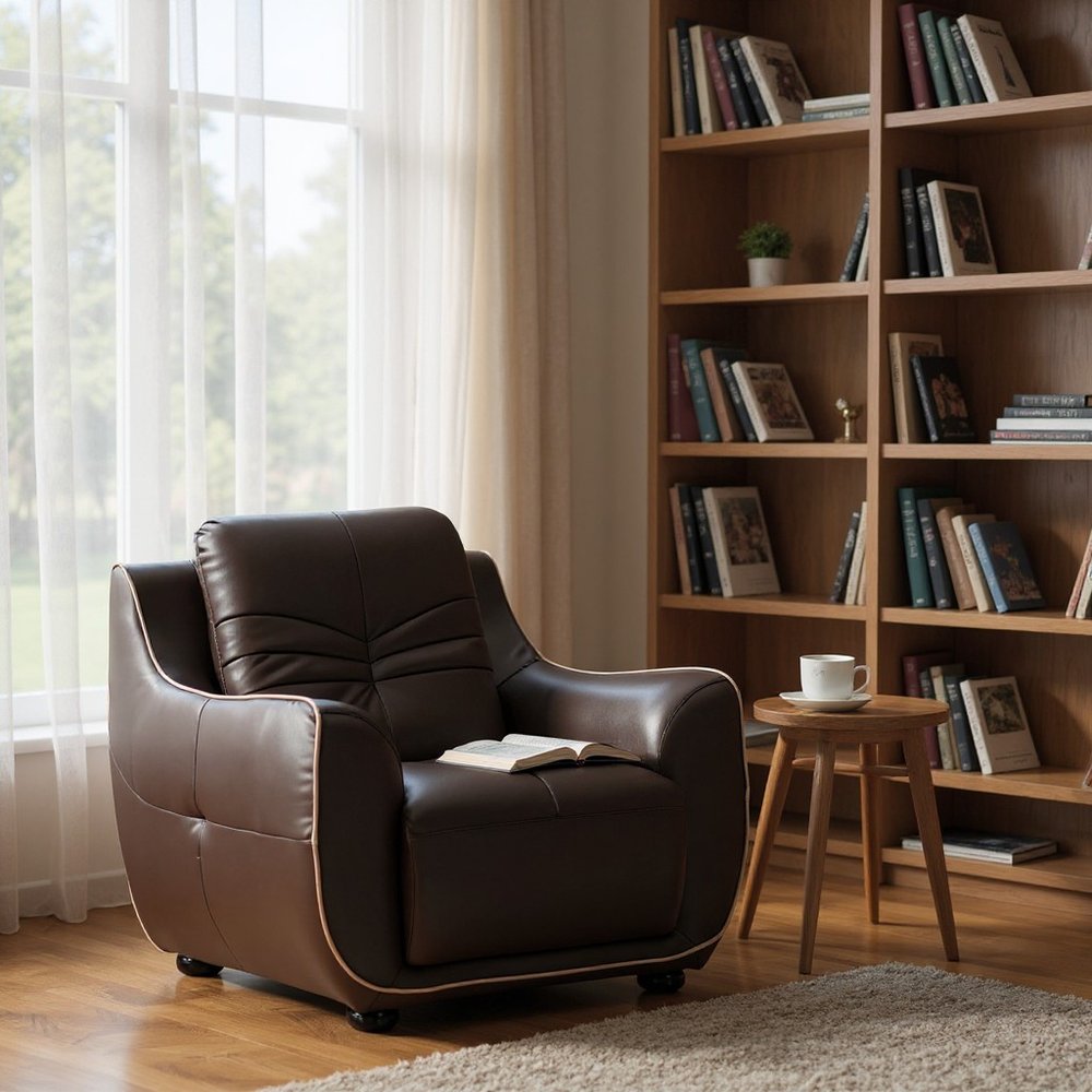 Leather Match Solid Color Flared Arms Club Chair Brown Legs HomeRoots