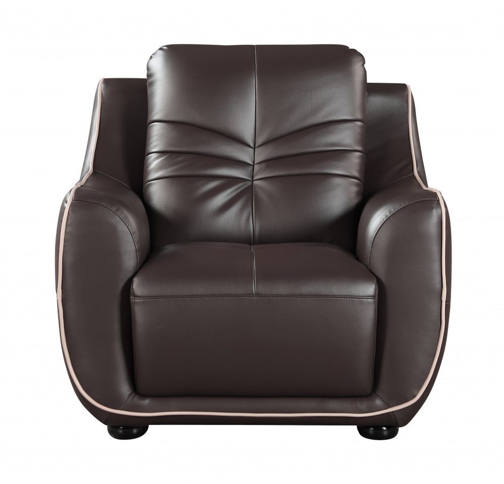 49" Brown Tufted Leather Match Club Chair HomeRoots