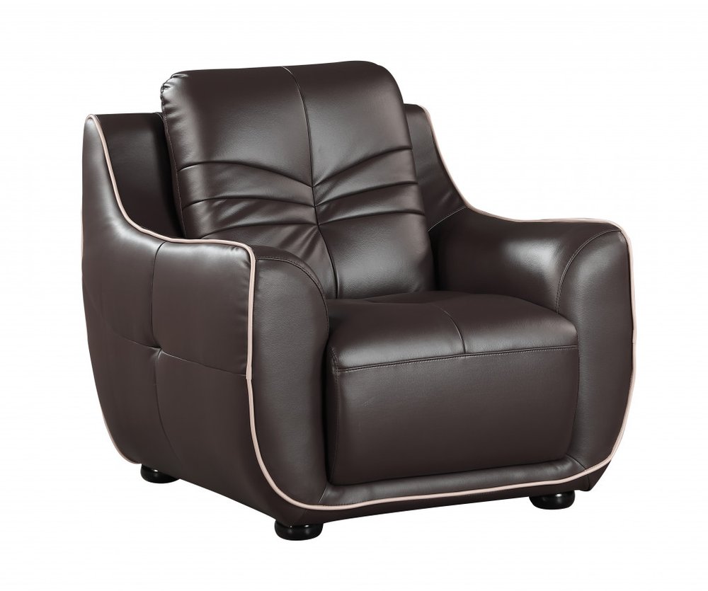 49" Brown Tufted Leather Match Club Chair HomeRoots